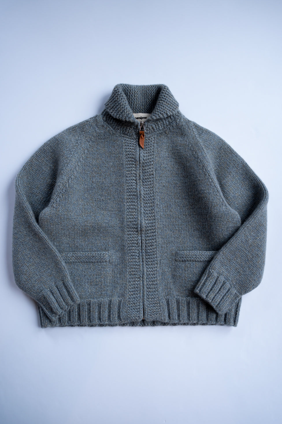 yak/lambs multi ply HAND KNITTING cowichan sweater(FADE BLUE)