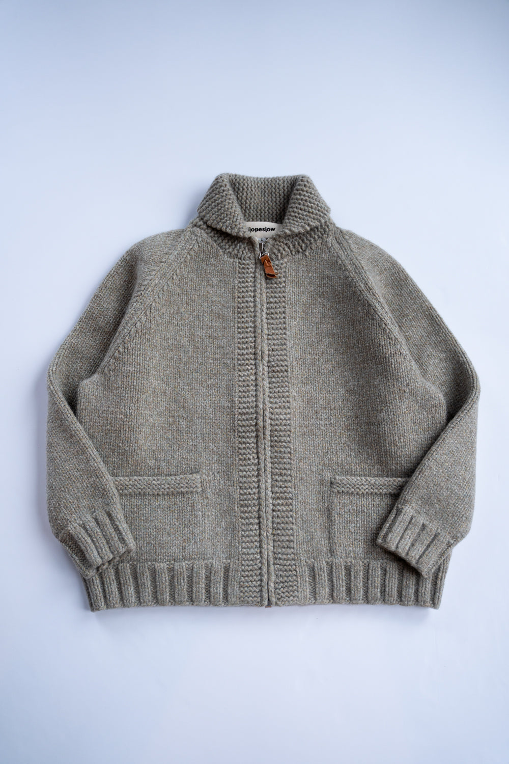 yak/lambs multi ply HAND KNITTING cowichan sweater(FOG)