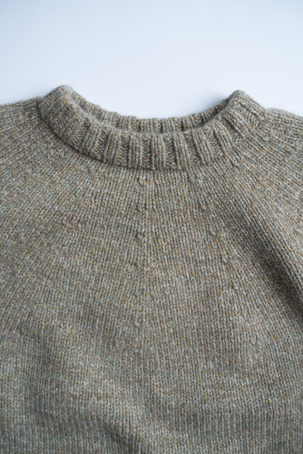 【ラスト1点】yak/lambs multi ply HAND KNITTING yoke top crew neck sweater(FOG)