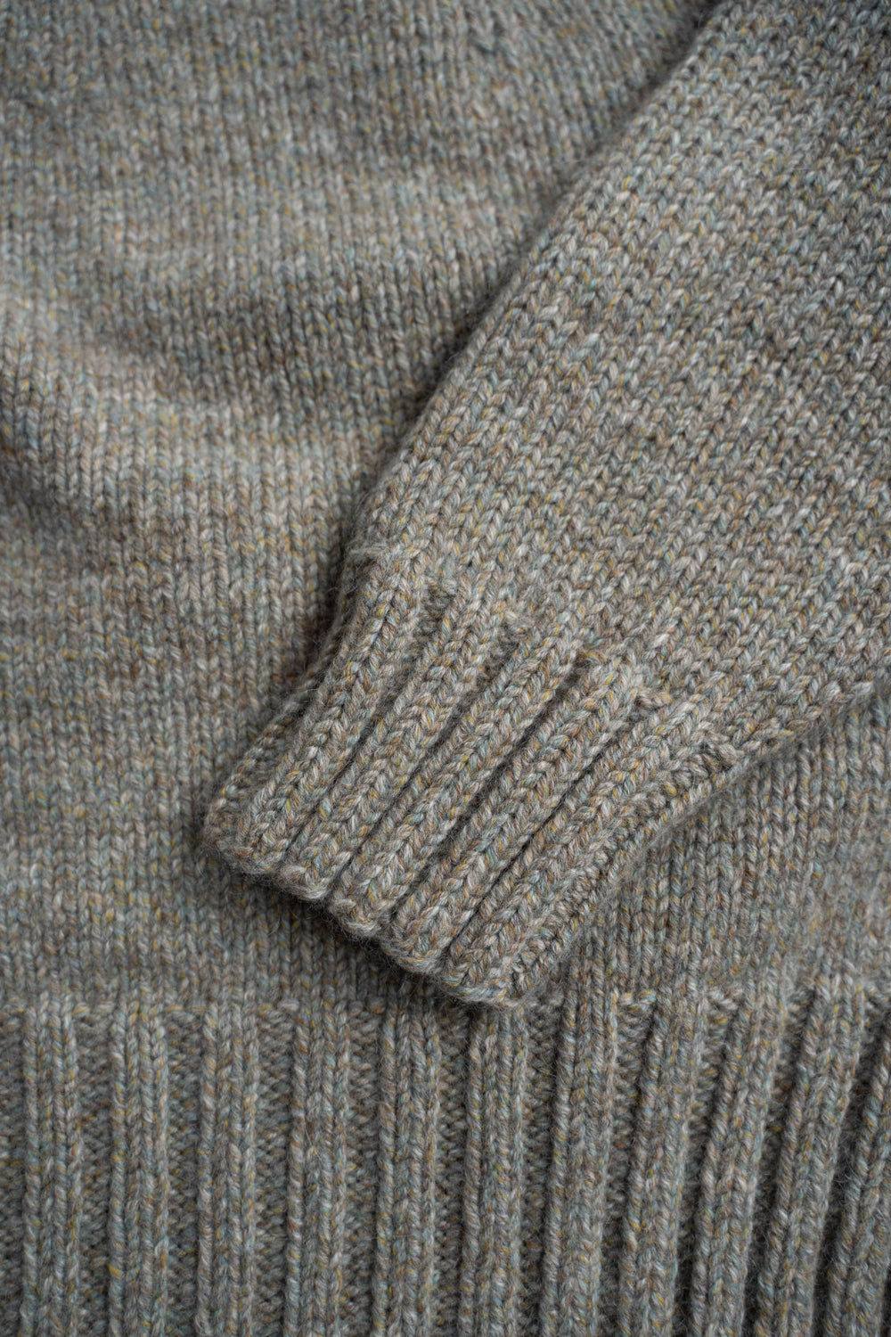【ラスト1点】yak/lambs multi ply HAND KNITTING yoke top crew neck sweater(FOG)