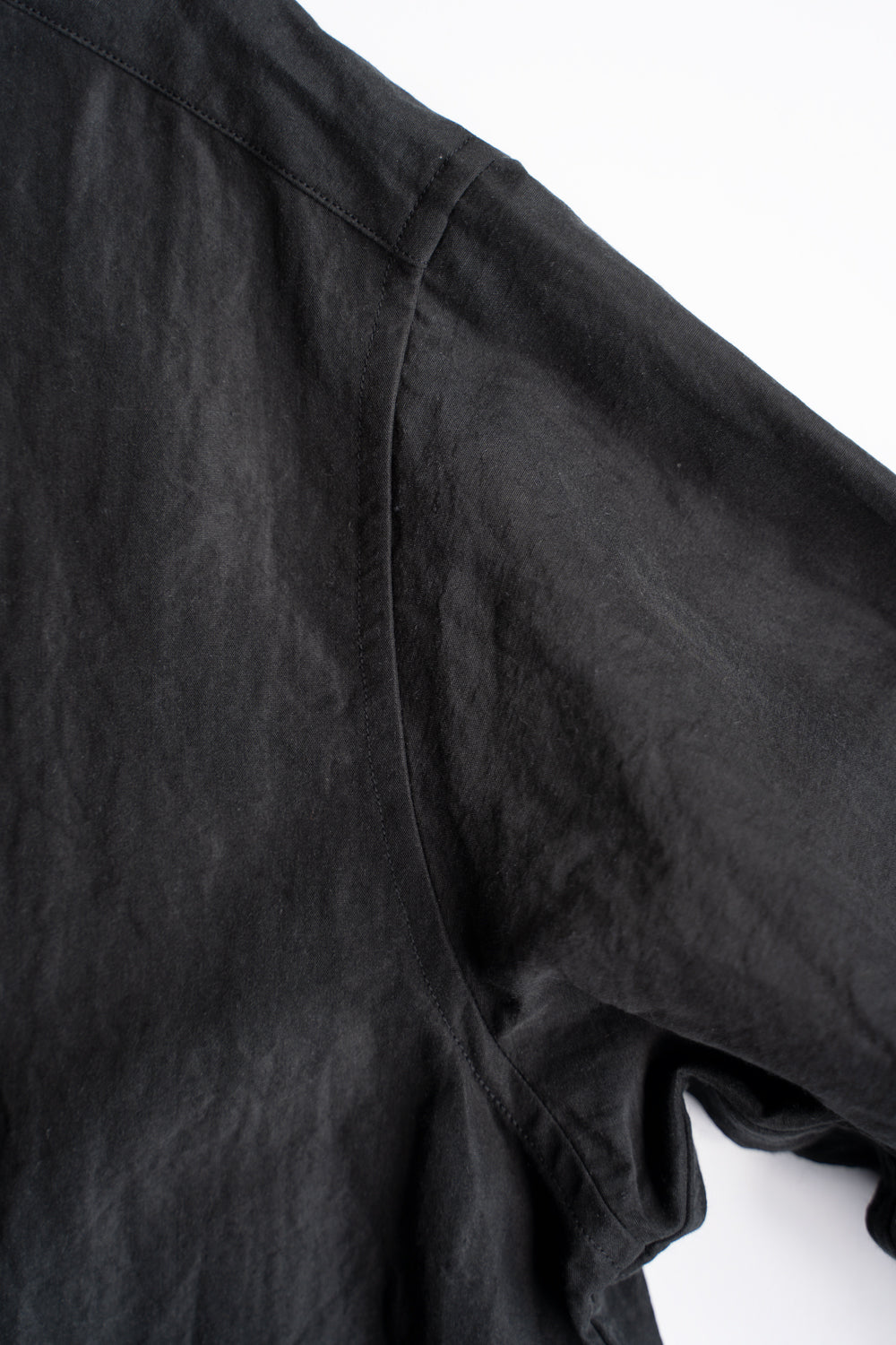【ラスト1点】Lustrous Cotton Ramie Shadow Panel Shirt/ラストラスコットンラミーシャドウパネルシャツ(SMOKY BLACK)