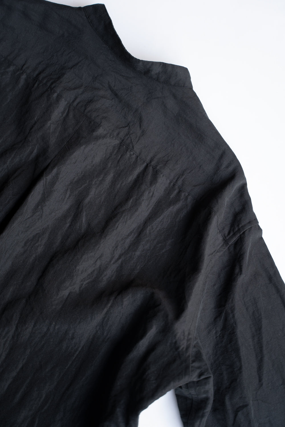 【ラスト1点】Lustrous Cotton Ramie Shadow Panel Shirt/ラストラスコットンラミーシャドウパネルシャツ(SMOKY BLACK)