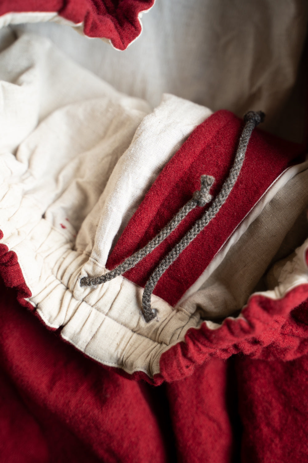 【ラスト1点】Randomly Felted Fabric Circle Pants//ランダムリーフェルトファブリックサークルパンツ(RED)