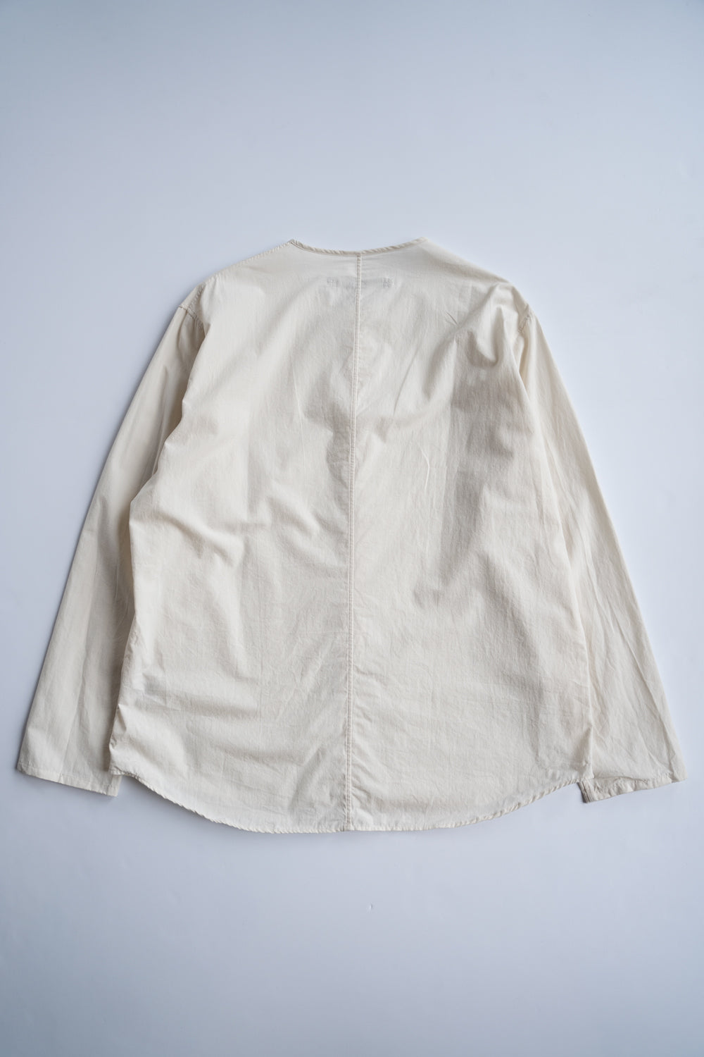 【ラスト1点】Broadcloth Cotton Collarless Shirt/ブロードクロスコットンカラーレスシャツ(OFF WHITE)