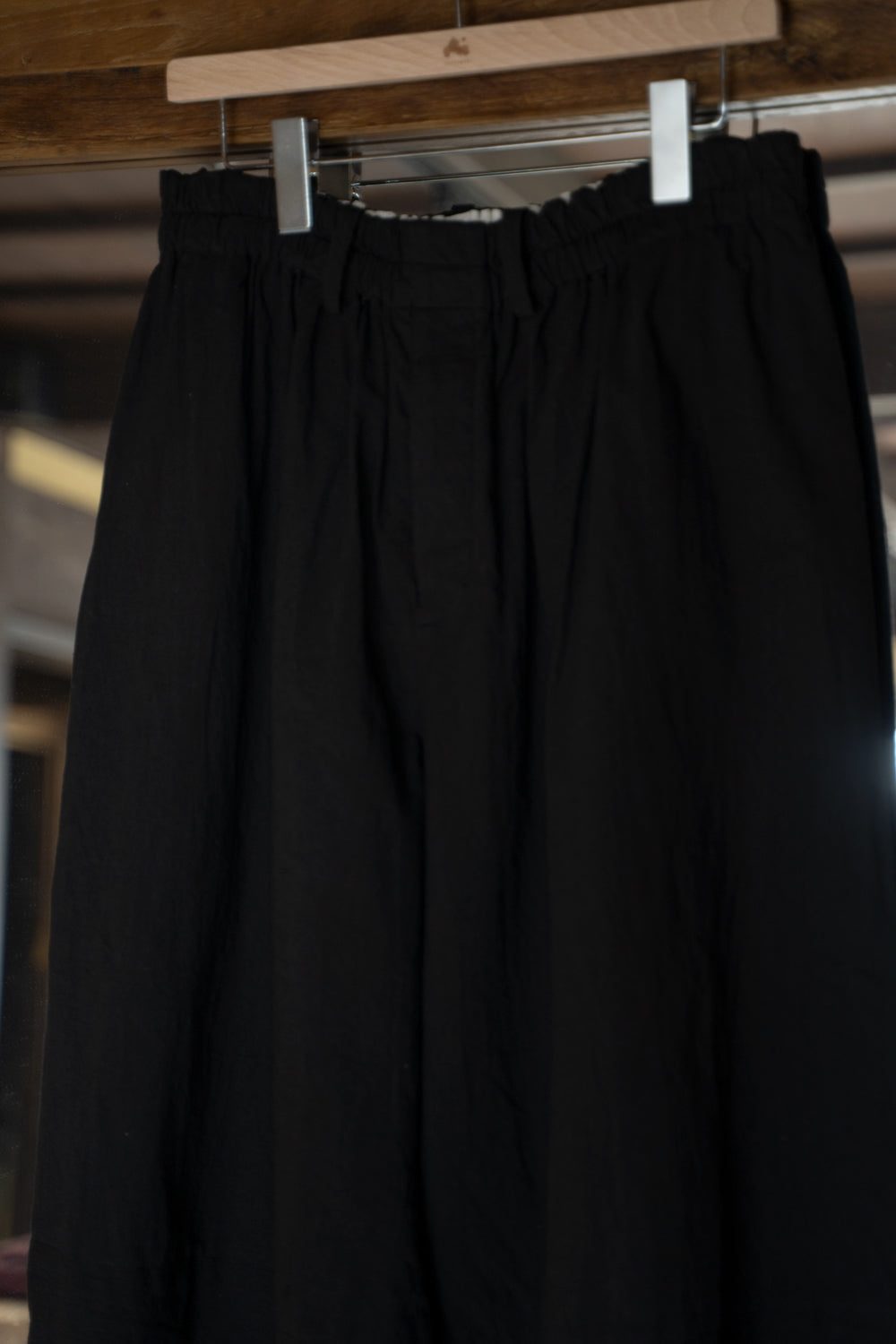 【ラスト1点】Sheeting Dyed Plain Weave Circle Pants/シーチングダイドプレーンウィーブサークルパンツ(BLACK)
