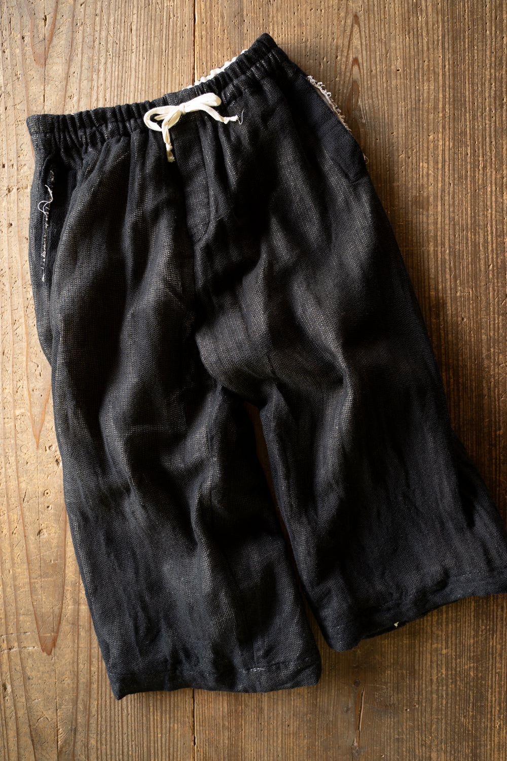 【ラスト1点】Black Mohair Leno Cloth Baggy Pants/ブラックモヘアレノクロスバギーパンツ(BLACK)
