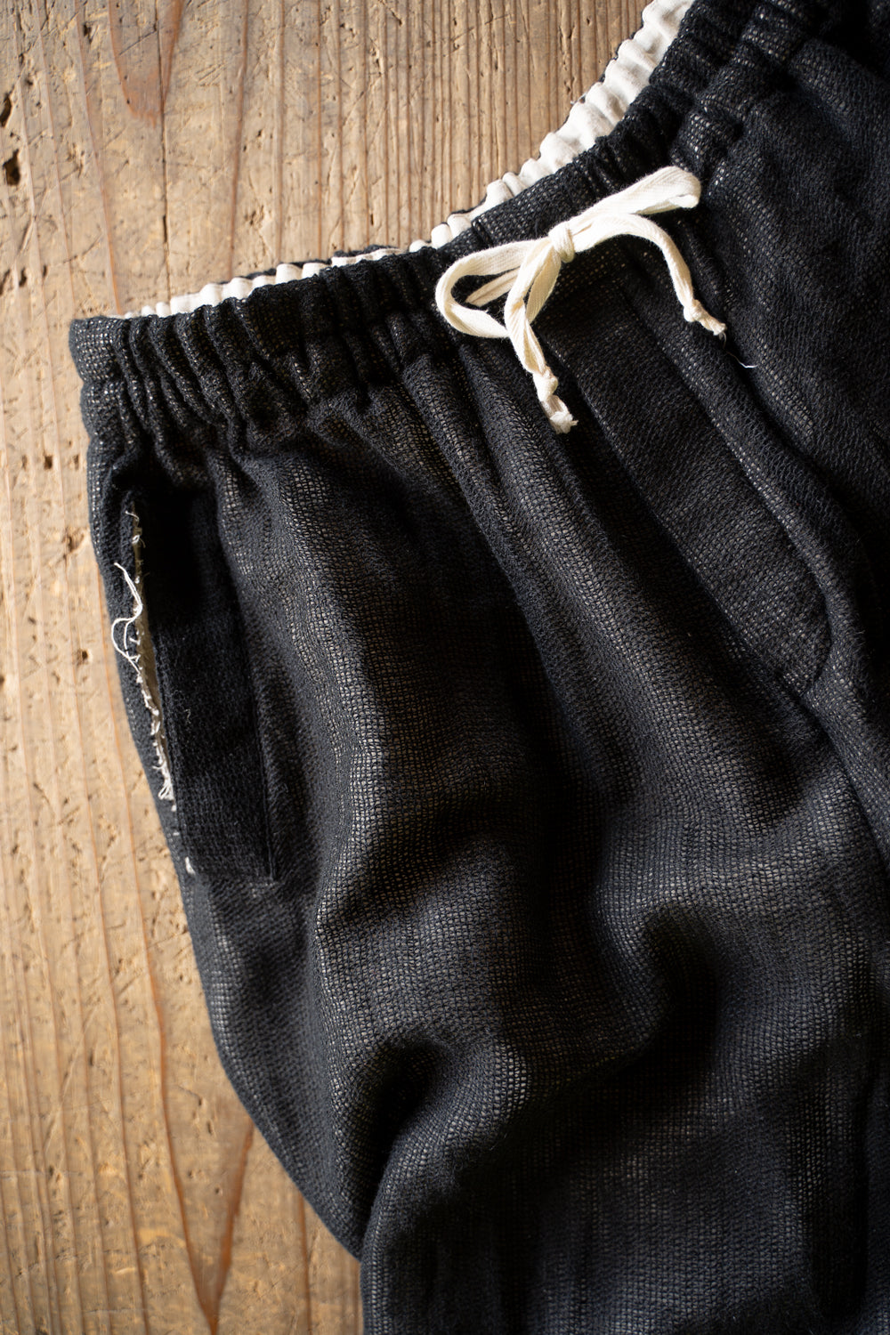 【ラスト1点】Black Mohair Leno Cloth Baggy Pants/ブラックモヘアレノクロスバギーパンツ(BLACK)