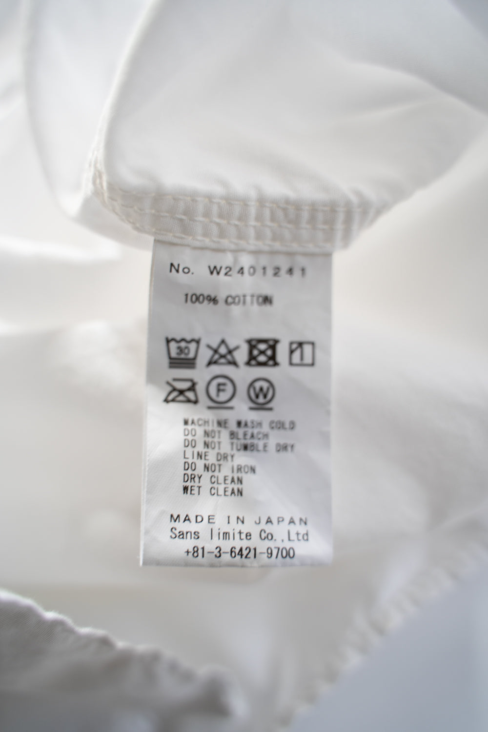 SH04B ボックスワイド3本針シャツ(WHITE)