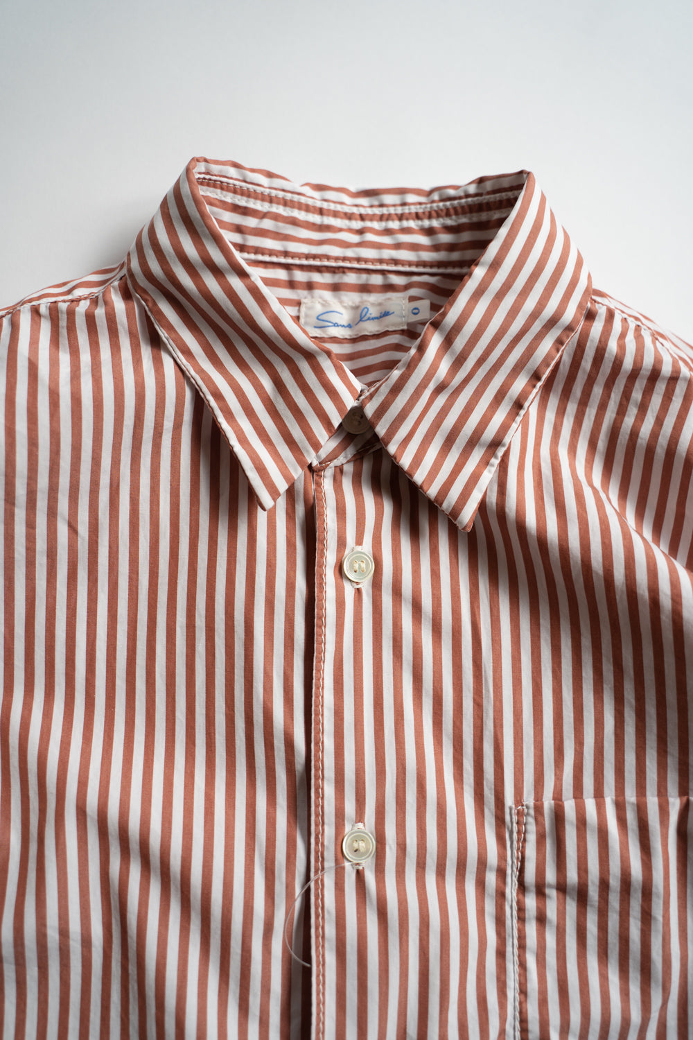 SH01B LEGGIUNO ボックスレギュラー2本針シャツ(BROWN STRIPE)