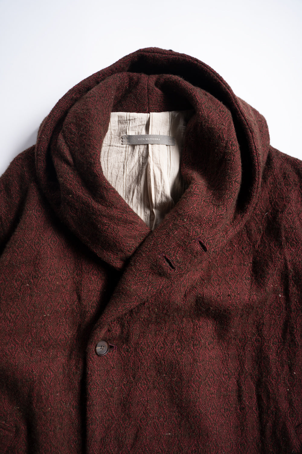 【ラスト1点】ドビーシルクウールフーデッドコート(DARK RED)