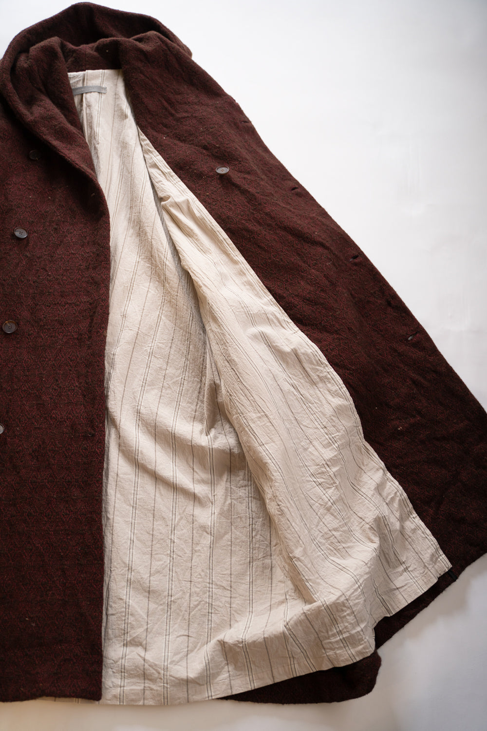 【ラスト1点】ドビーシルクウールフーデッドコート(DARK RED)