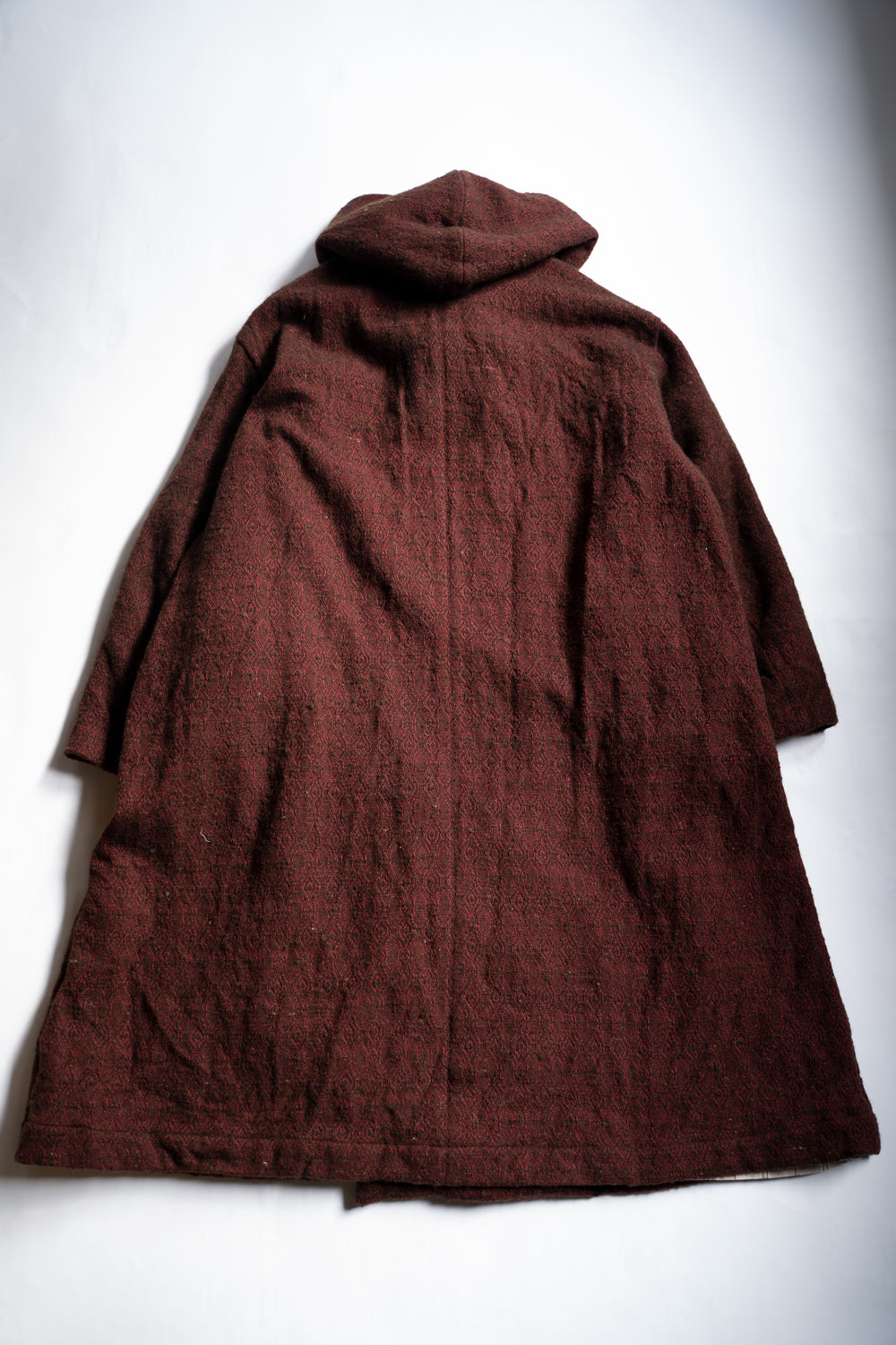 【ラスト1点】ドビーシルクウールフーデッドコート(DARK RED)