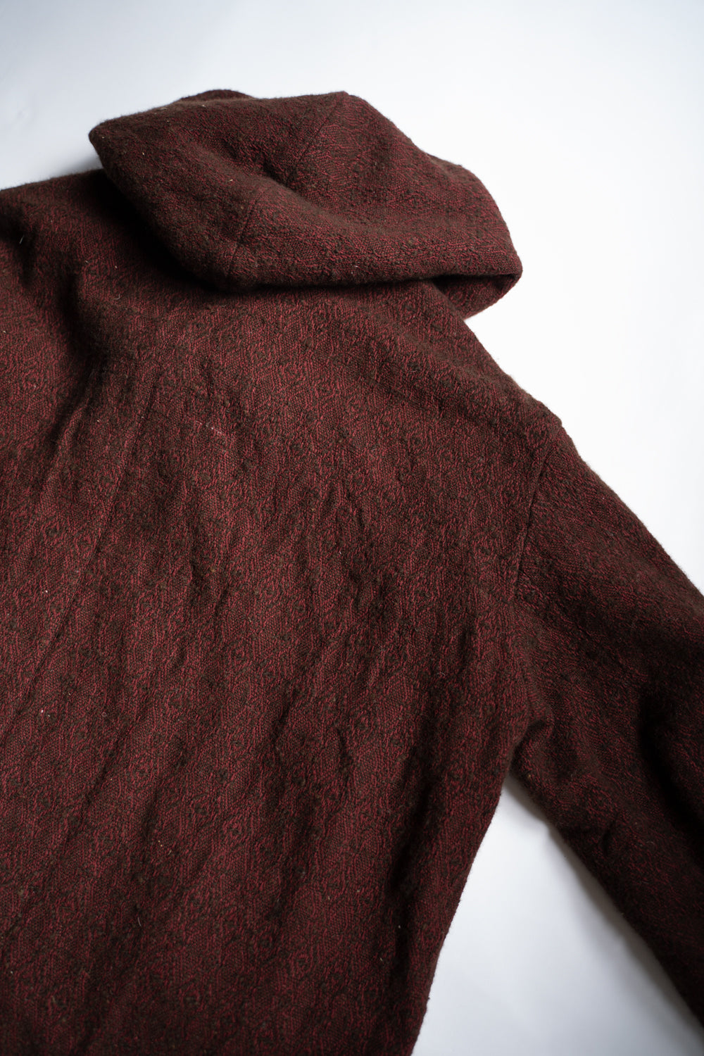 【ラスト1点】ドビーシルクウールフーデッドコート(DARK RED)