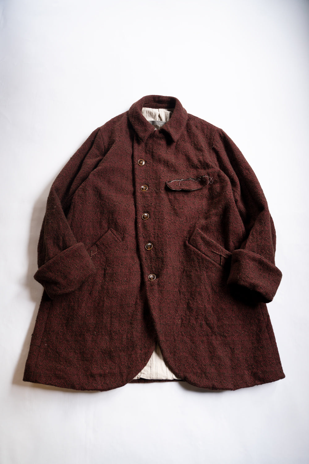 【ラスト1点】Dobby Silk Wool Long Cock Jacket/ドビーシルクウールロングコックジャケット(DARK RED)