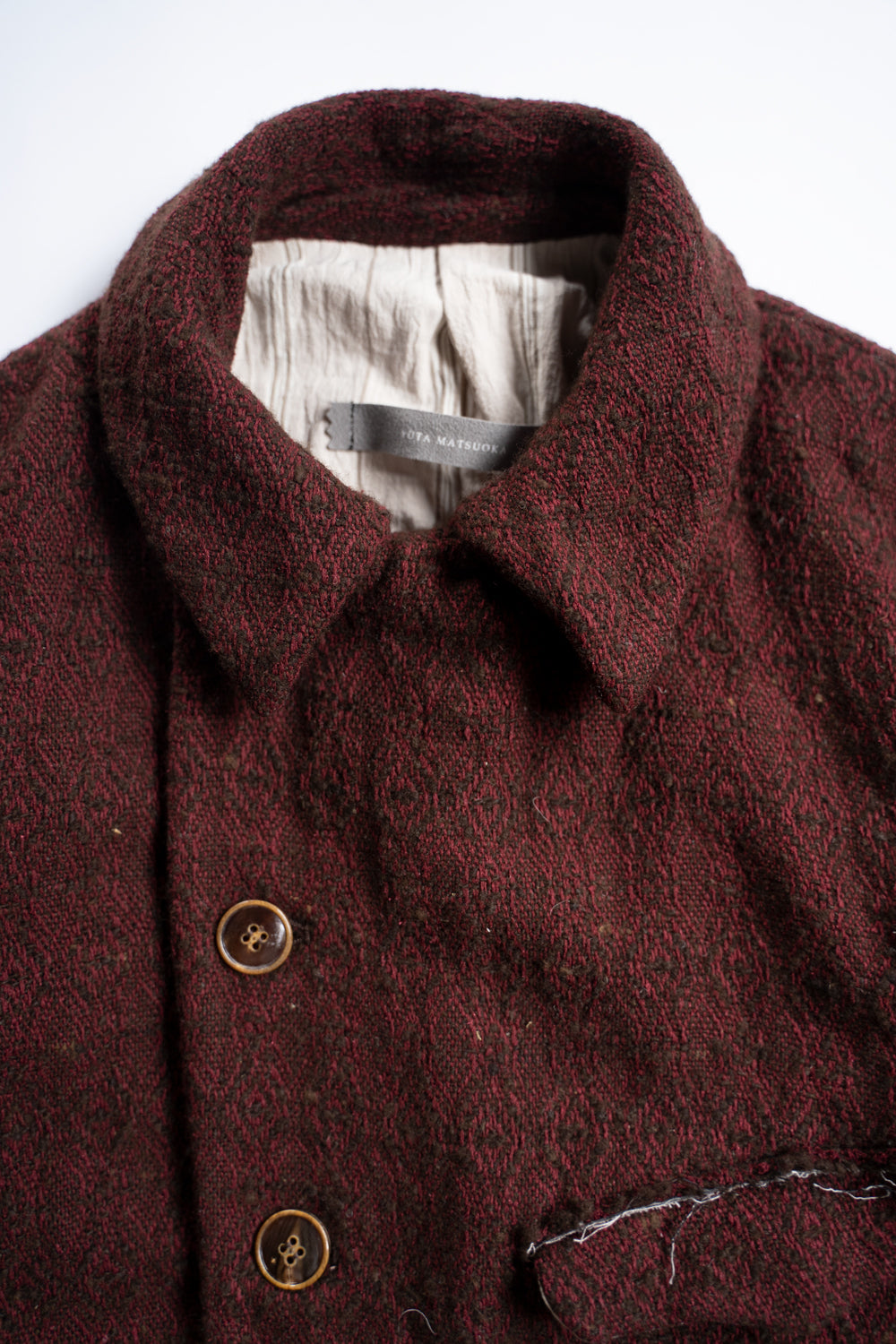 【ラスト1点】Dobby Silk Wool Long Cock Jacket/ドビーシルクウールロングコックジャケット(DARK RED)