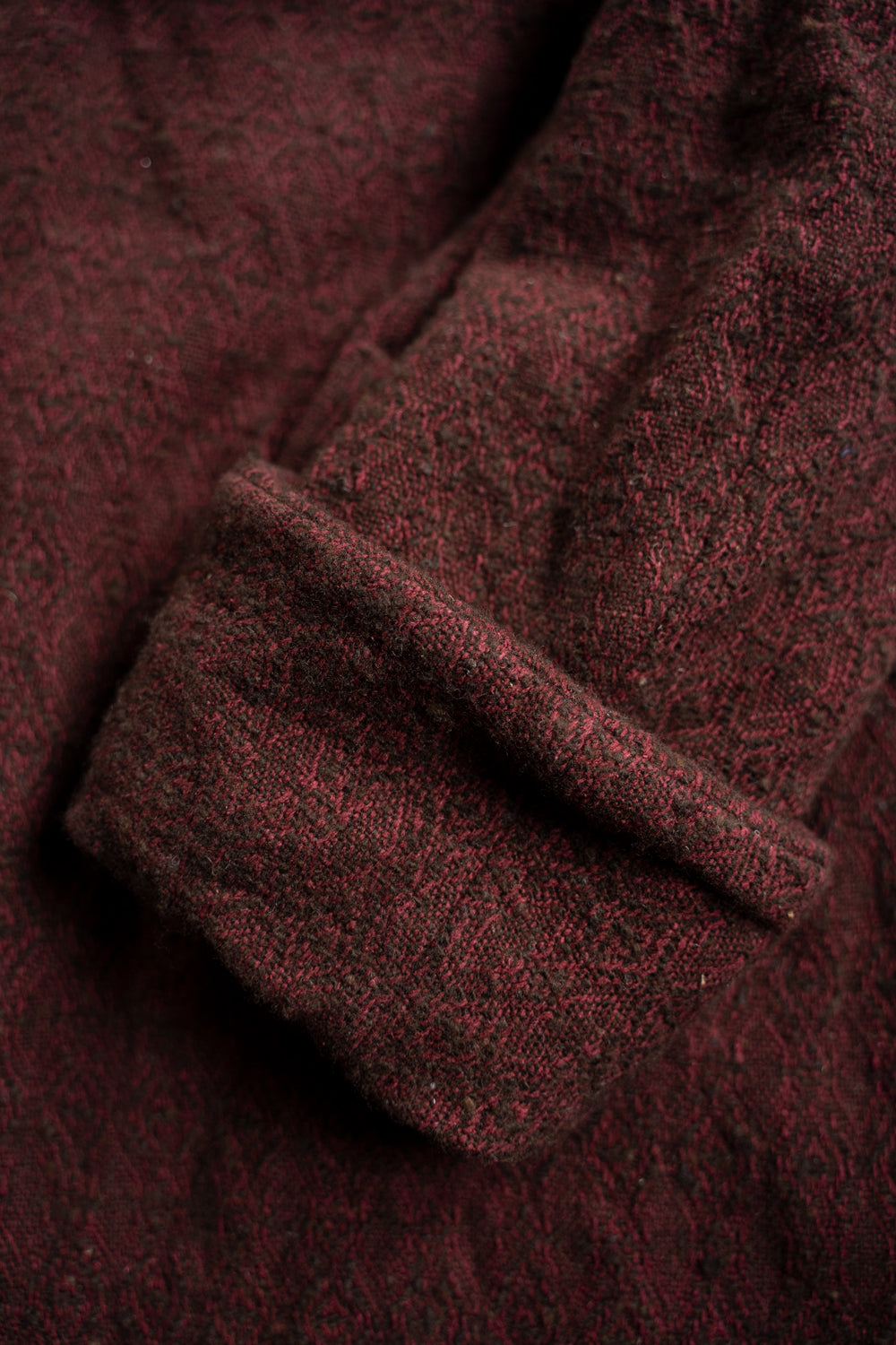 【ラスト1点】Dobby Silk Wool Long Cock Jacket/ドビーシルクウールロングコックジャケット(DARK RED)
