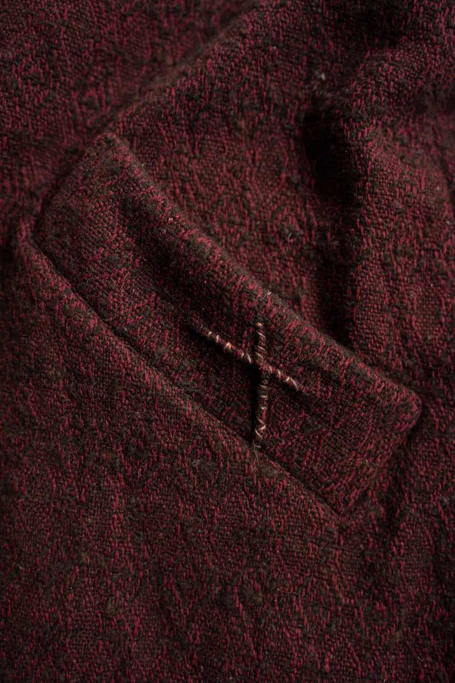 【ラスト1点】Dobby Silk Wool Long Cock Jacket/ドビーシルクウールロングコックジャケット(DARK RED)