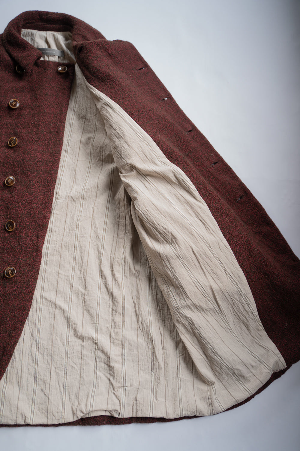 【ラスト1点】Dobby Silk Wool Long Cock Jacket/ドビーシルクウールロングコックジャケット(DARK RED)