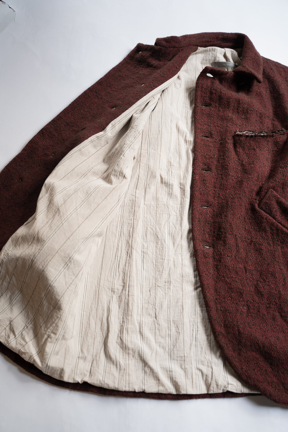 【ラスト1点】Dobby Silk Wool Long Cock Jacket/ドビーシルクウールロングコックジャケット(DARK RED)
