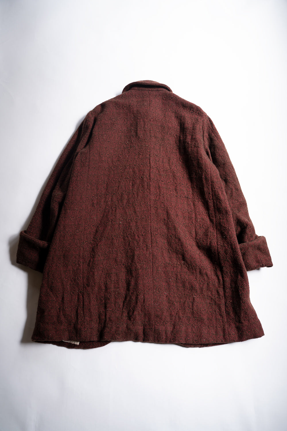 【ラスト1点】Dobby Silk Wool Long Cock Jacket/ドビーシルクウールロングコックジャケット(DARK RED)