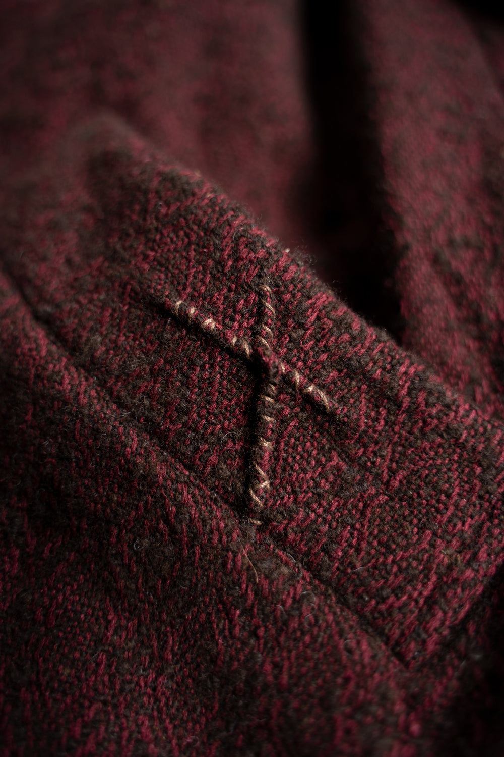 【ラスト1点】Dobby Silk Wool Long Cock Jacket/ドビーシルクウールロングコックジャケット(DARK RED)