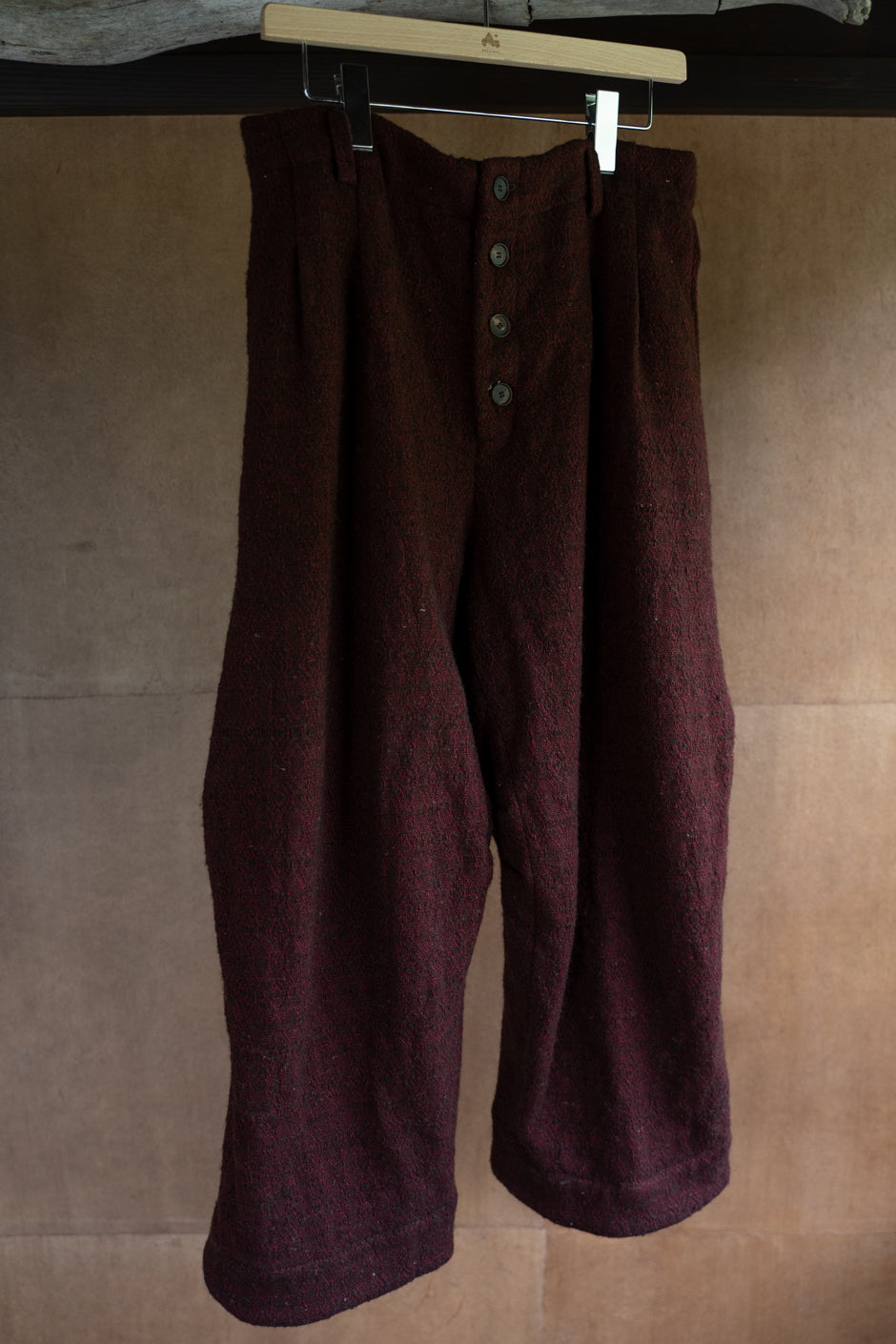 ドビーシルクウール ホックパンツ(DARK RED)