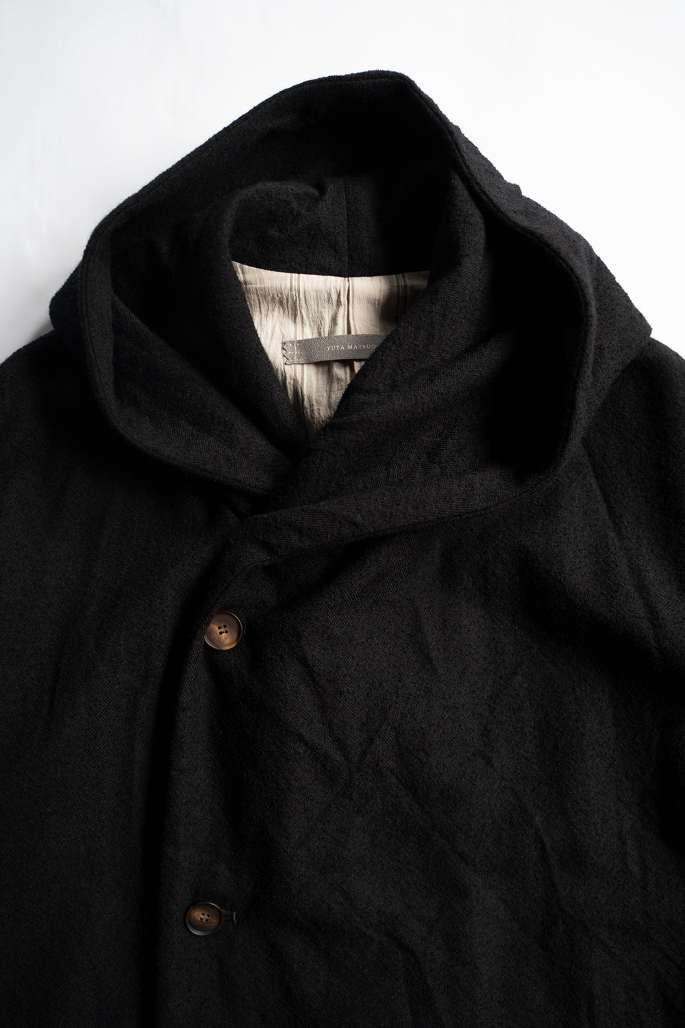 【ラスト1点】ループヤーンヘリンボンフーデッドコート(BLACK)