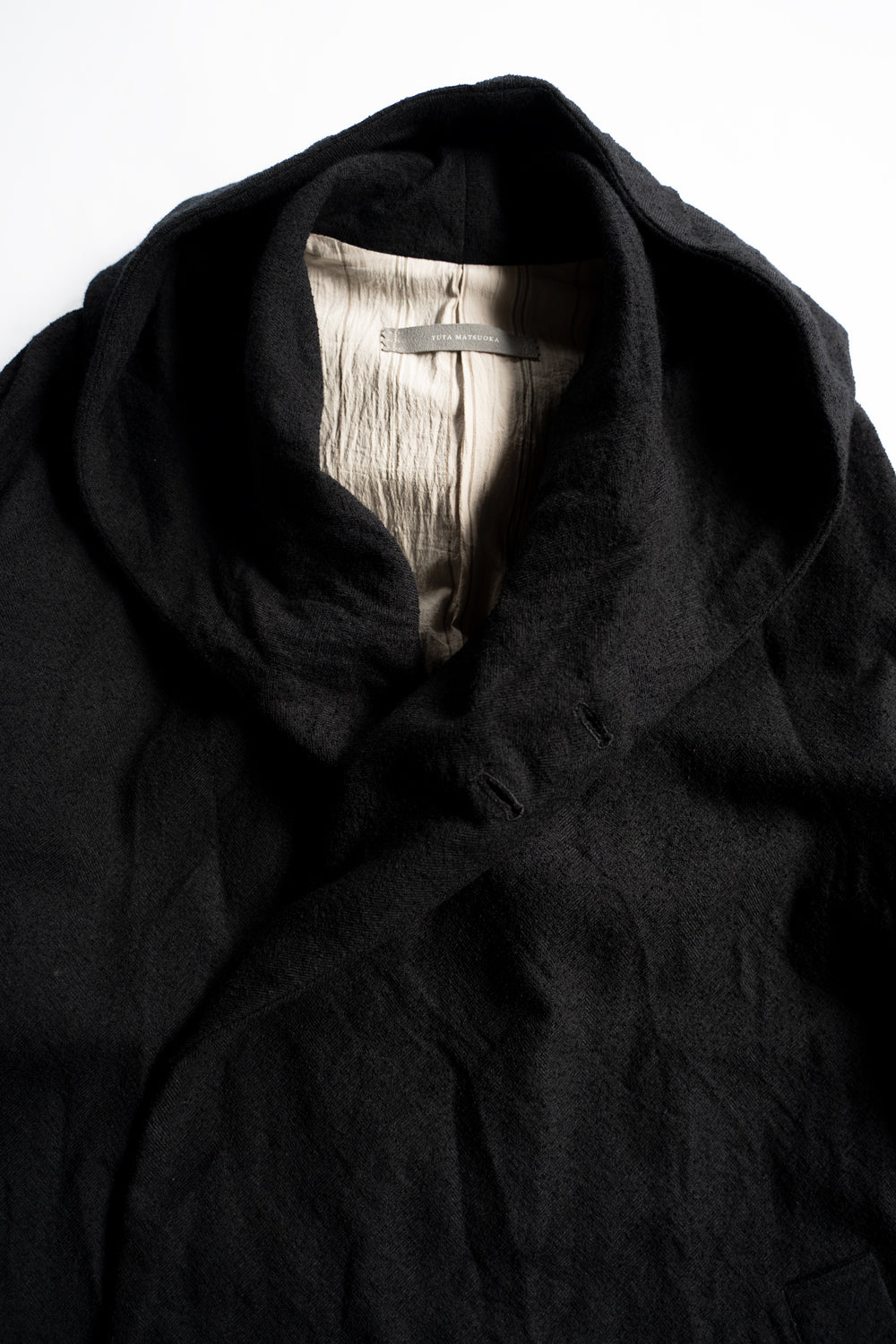 【ラスト1点】ループヤーンヘリンボンフーデッドコート(BLACK)