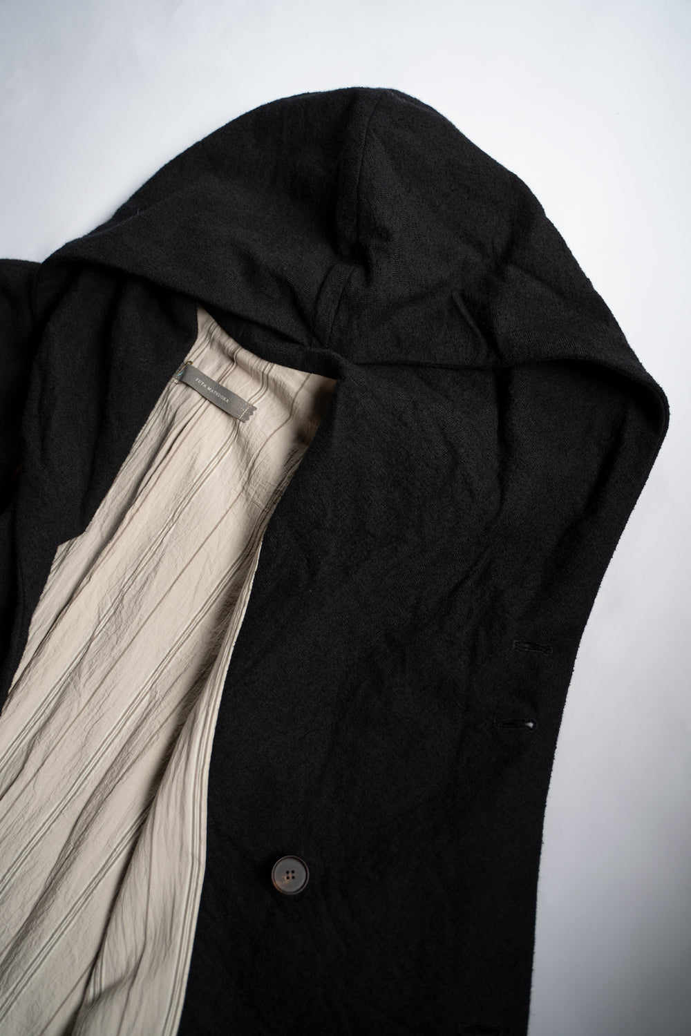 【ラスト1点】ループヤーンヘリンボンフーデッドコート(BLACK)