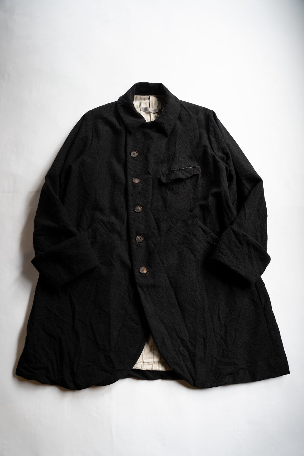 【ラスト1点】ループヤーンヘリンボン ロングコックジャケット(BLACK)