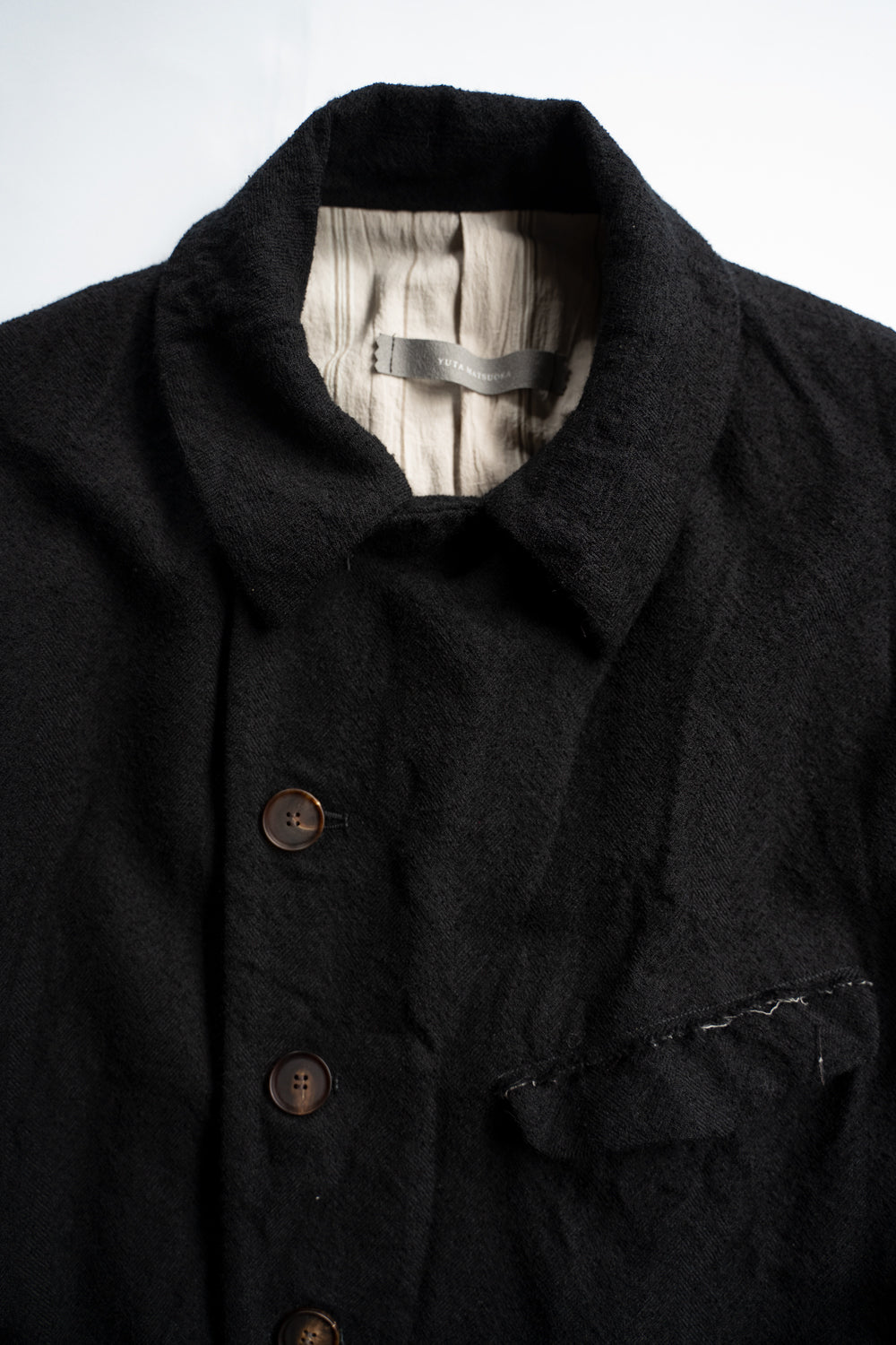 【ラスト1点】ループヤーンヘリンボン ロングコックジャケット(BLACK)