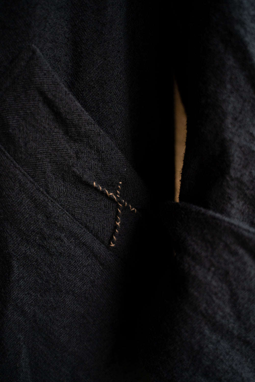 【ラスト1点】ループヤーンヘリンボン ロングコックジャケット(BLACK)