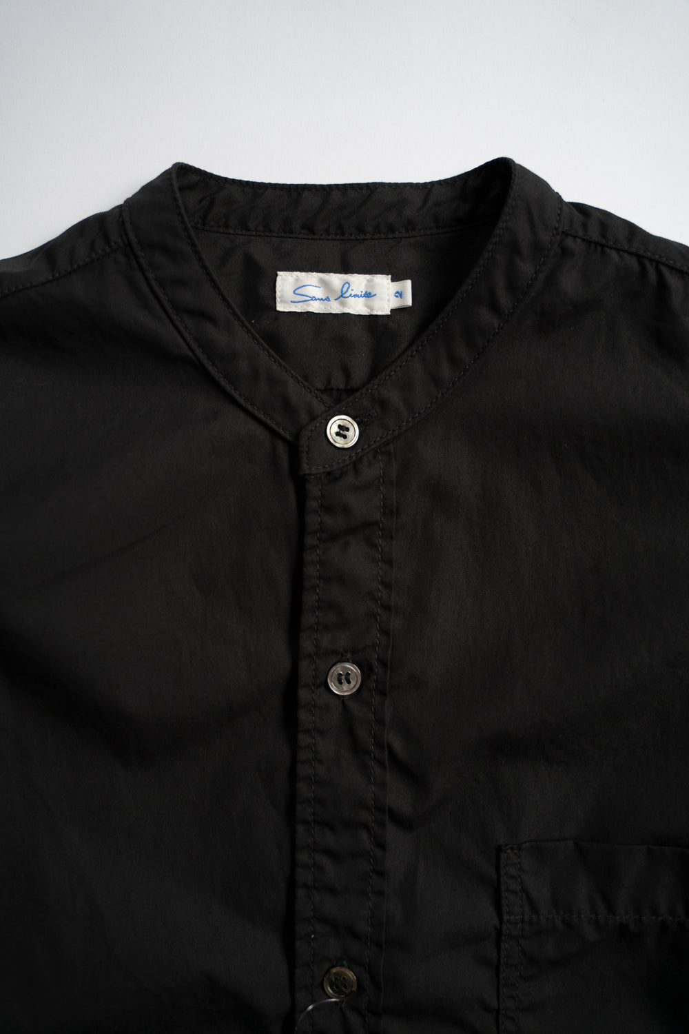 SH06 S  長丈2本針スタンドカラーシャツ(BLACK)