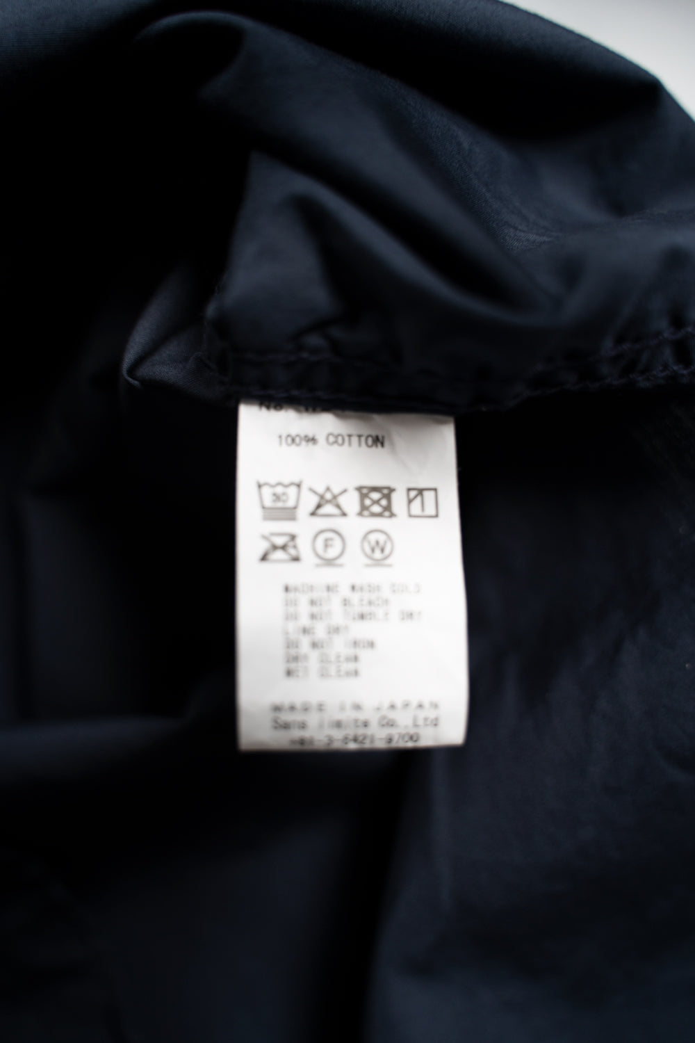 SH06 S 長丈2本針スタンドカラーシャツ(NAVY)