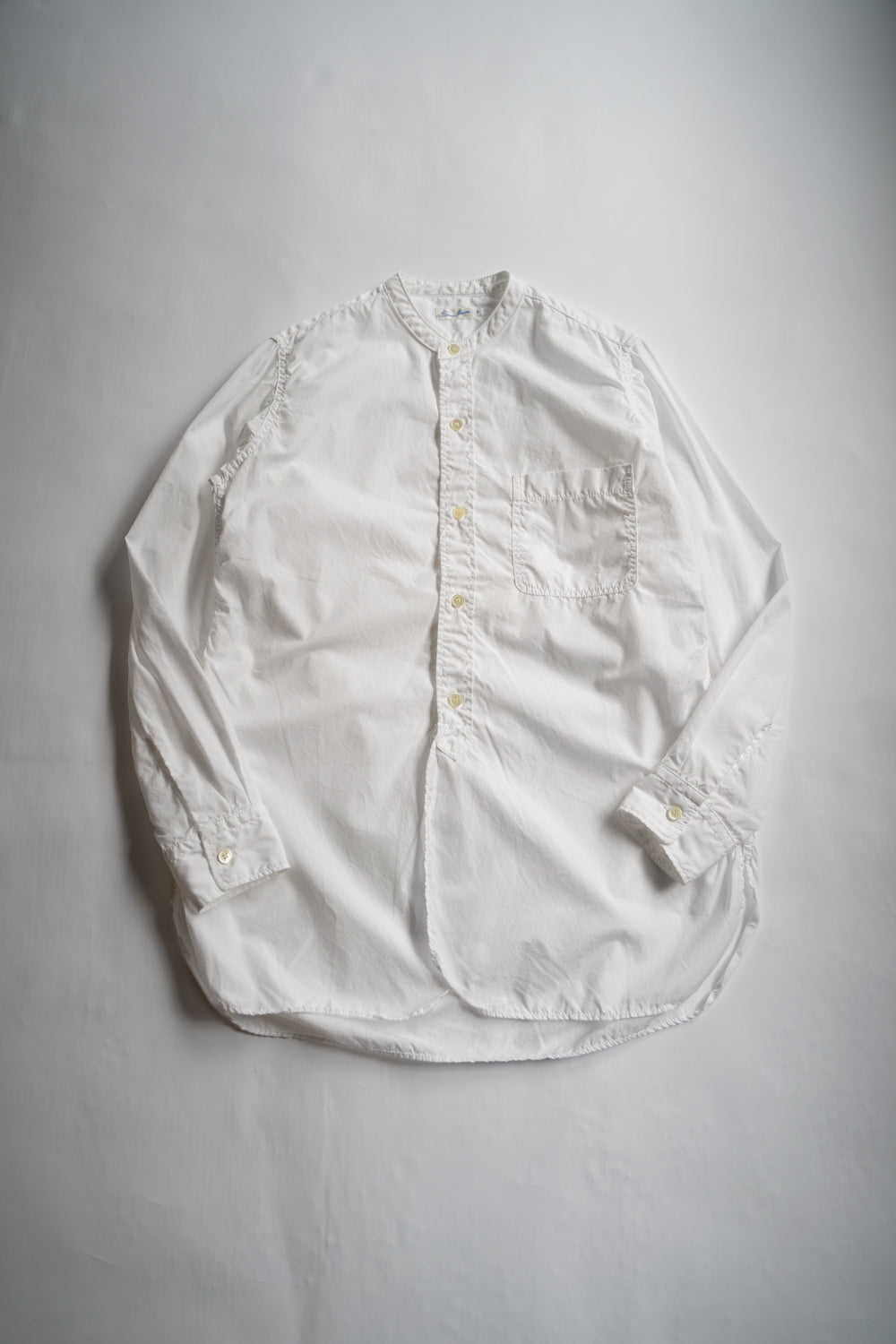 SH06 S 長丈2本針スタンドカラーシャツ(WHITE)