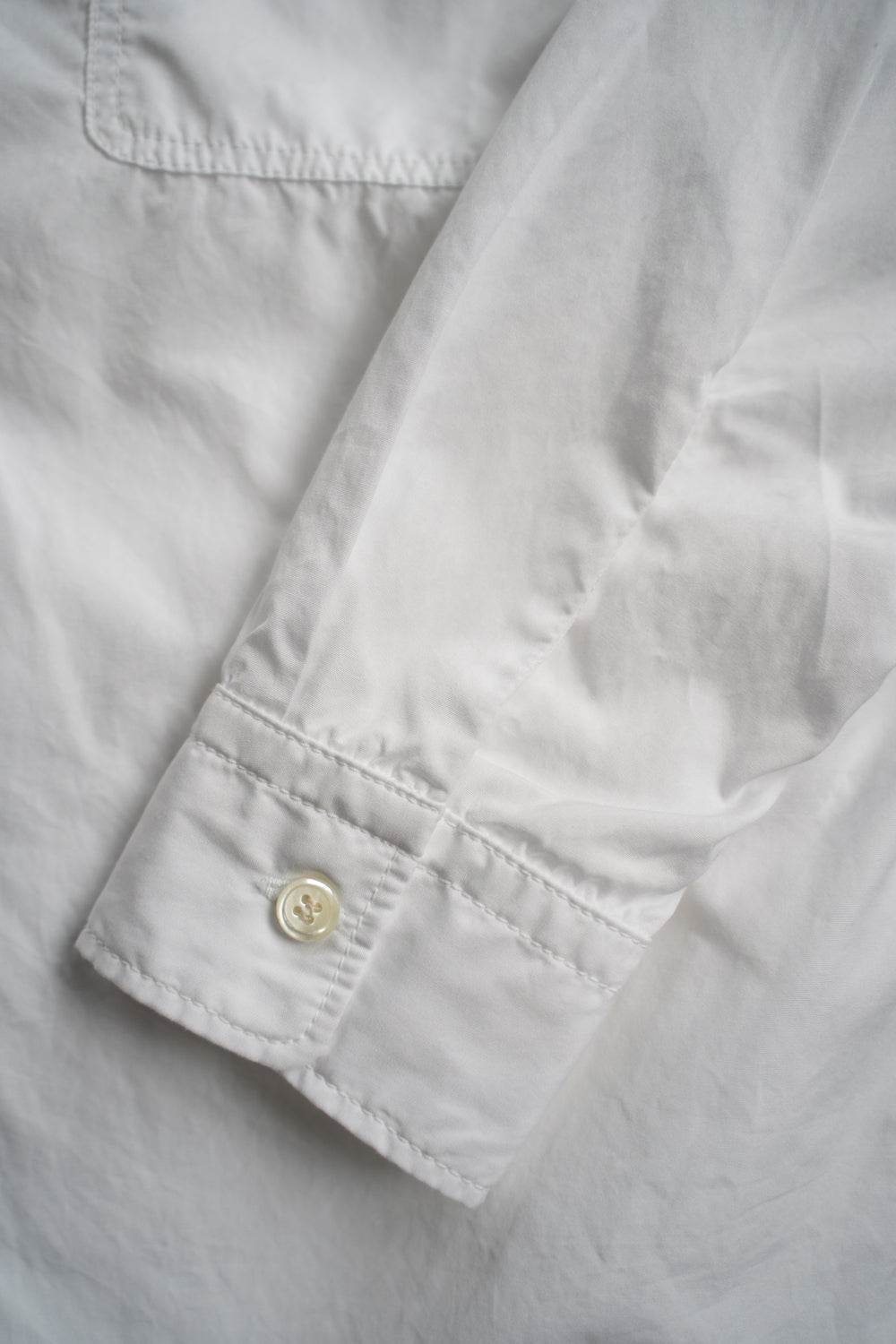 SH06 S 長丈2本針スタンドカラーシャツ(WHITE)