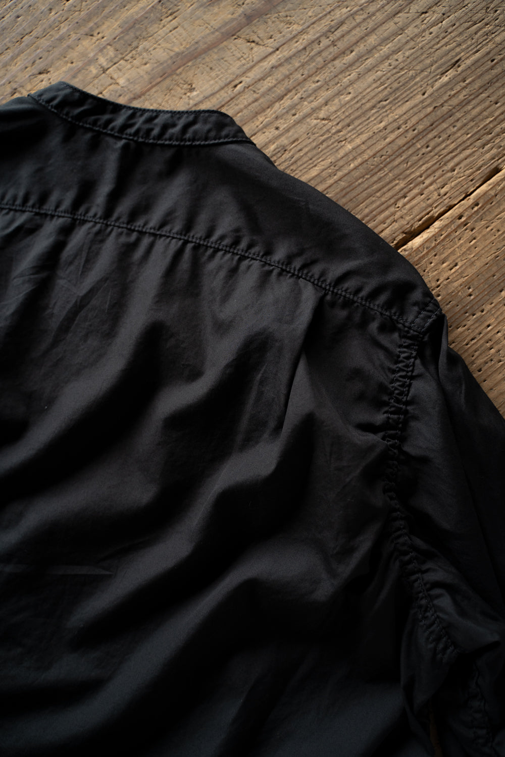 SH06 S  長丈2本針スタンドカラーシャツ(BLACK)