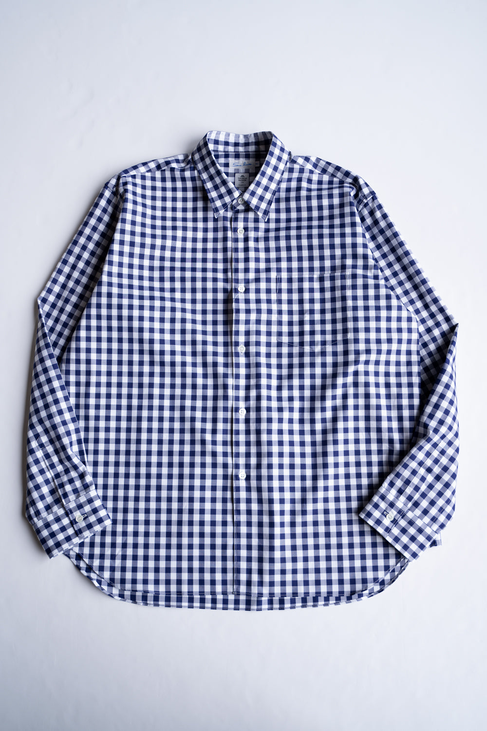 SH01B THOMAS MASON Royal Ox Gingham レギュラーカラーシャツ(NAVY)