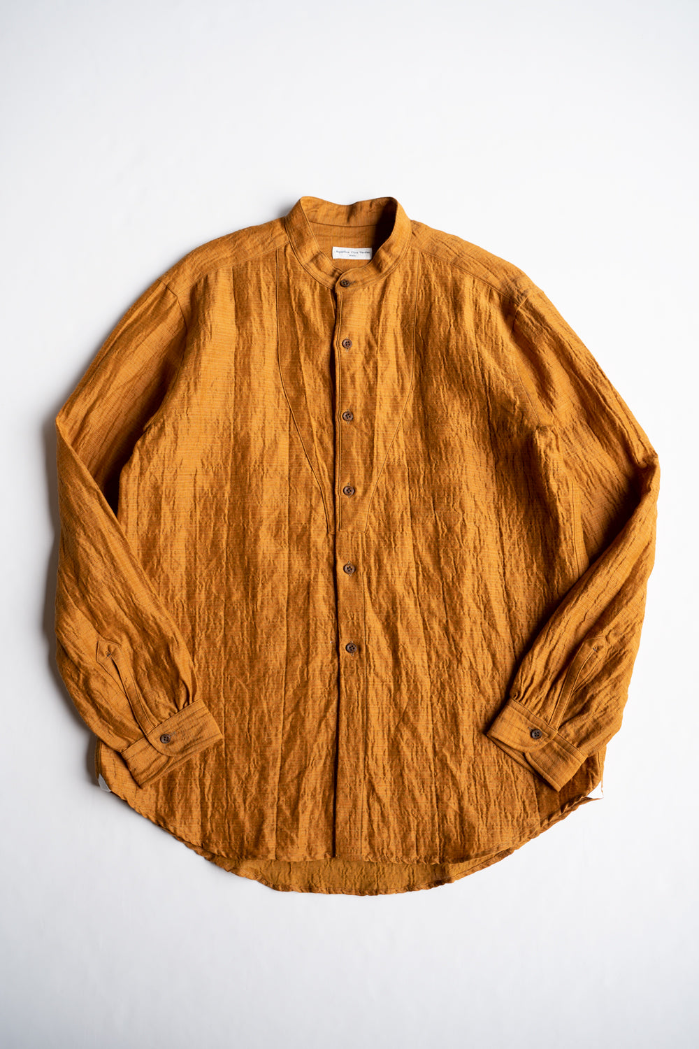 Ethnic Border Band Collar Bosom Shirt(SAFFRON)