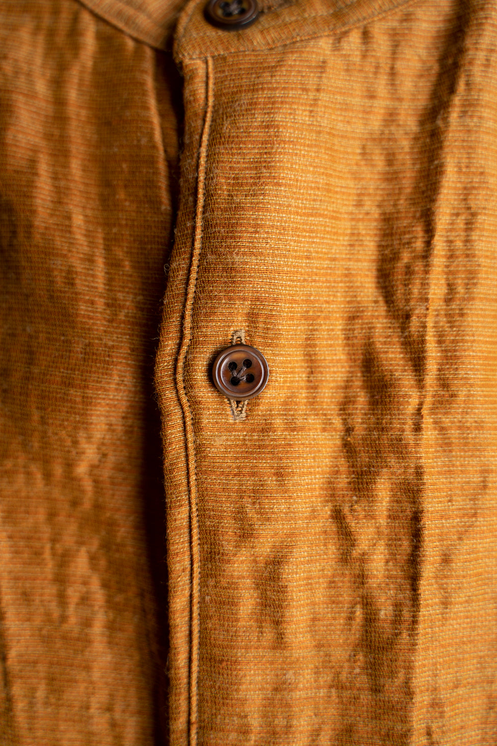 Ethnic Border Band Collar Bosom Shirt(SAFFRON)