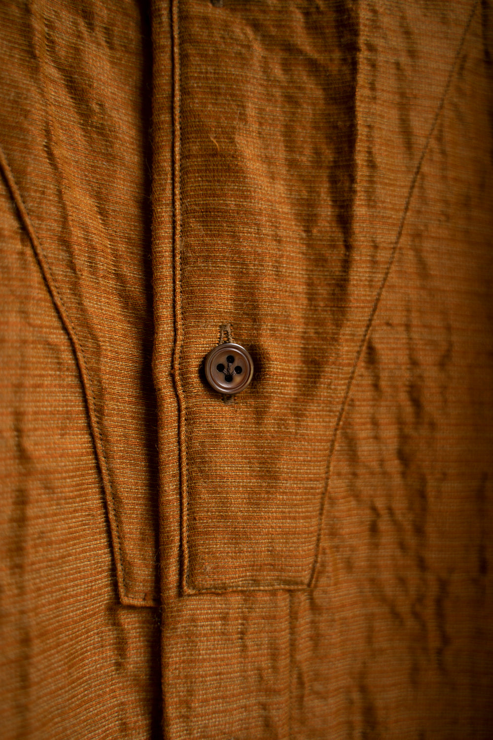 Ethnic Border Band Collar Bosom Shirt(SAFFRON)