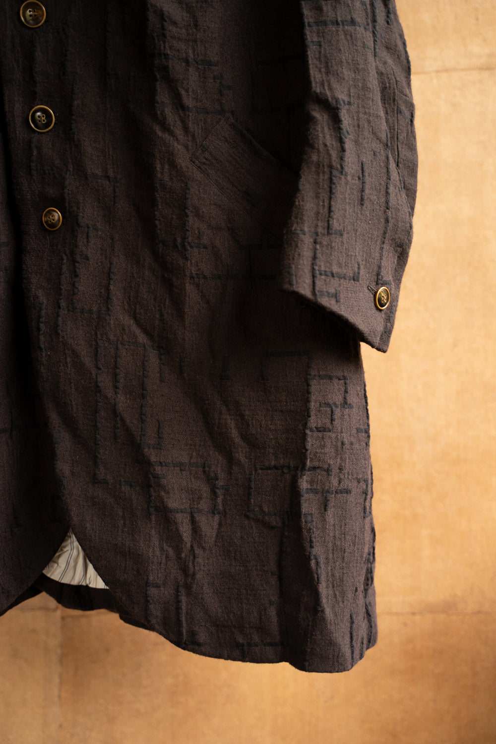 【ラスト1点】Site Plan Jaquard Long Cock Jacket/サイトプランジャカードロングコックジャケット(DARK BROWN)