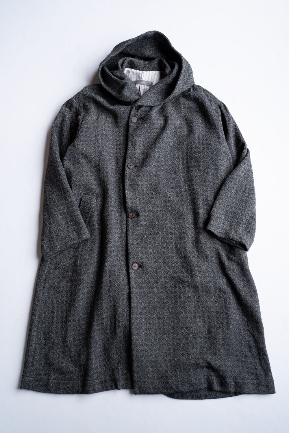 【ラスト1点】Square Dobby Cloth Hooded Coat/スクエアドビークロスフーデッドコート(DARK GRAY)