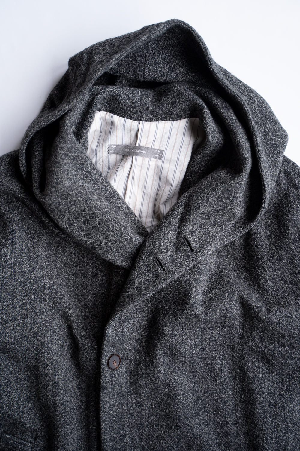 【ラスト1点】Square Dobby Cloth Hooded Coat/スクエアドビークロスフーデッドコート(DARK GRAY)