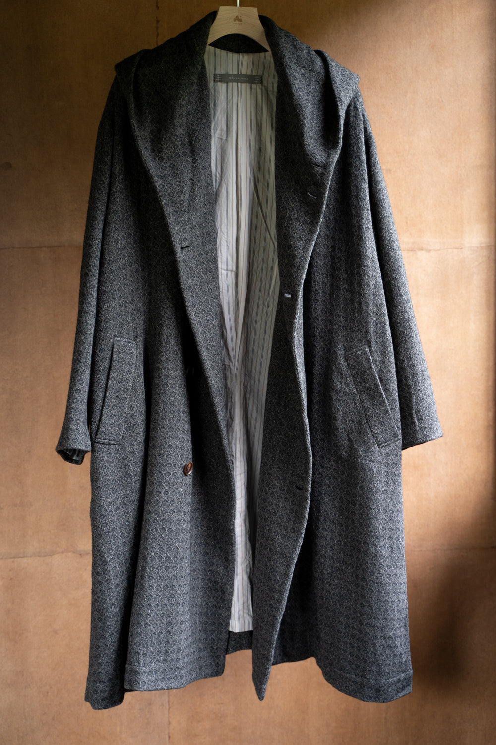 【ラスト1点】Square Dobby Cloth Hooded Coat/スクエアドビークロスフーデッドコート(DARK GRAY)
