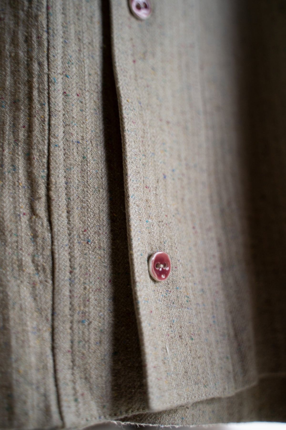 Boxy Shirt - Hemp Silk Herringbone -(FLECKED BEIGE)