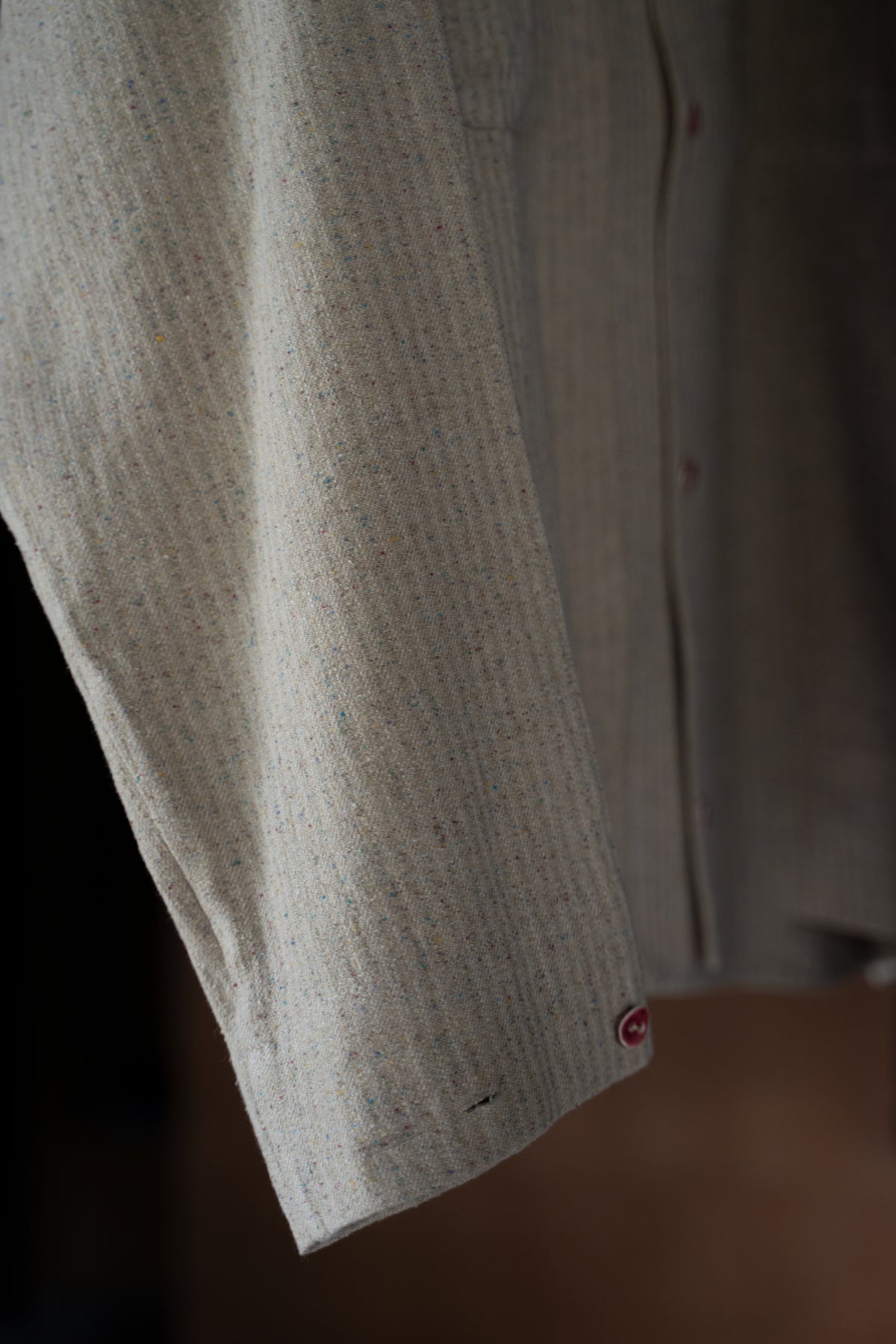 Boxy Shirt - Hemp Silk Herringbone -(FLECKED BEIGE)