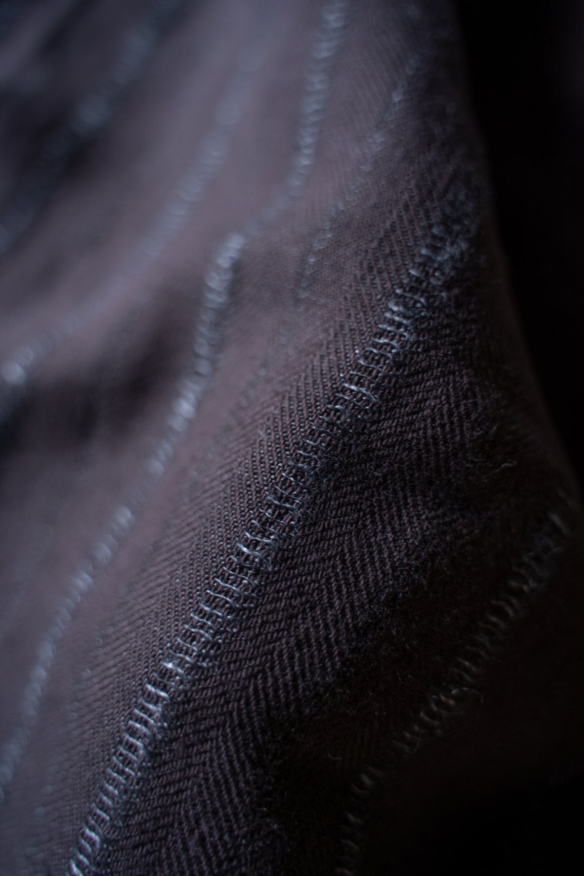 【ラスト1点】Grandpa Shirt - Dobby Stripe Herringbone -(RAISIN)