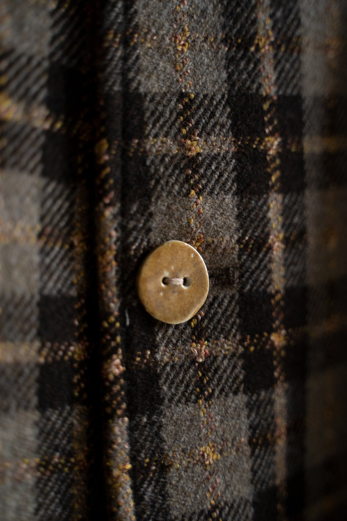 【ラスト1点】Short Mac Coat - Wool Linen Silk Cashmere Check -(BROWN CITRUS)