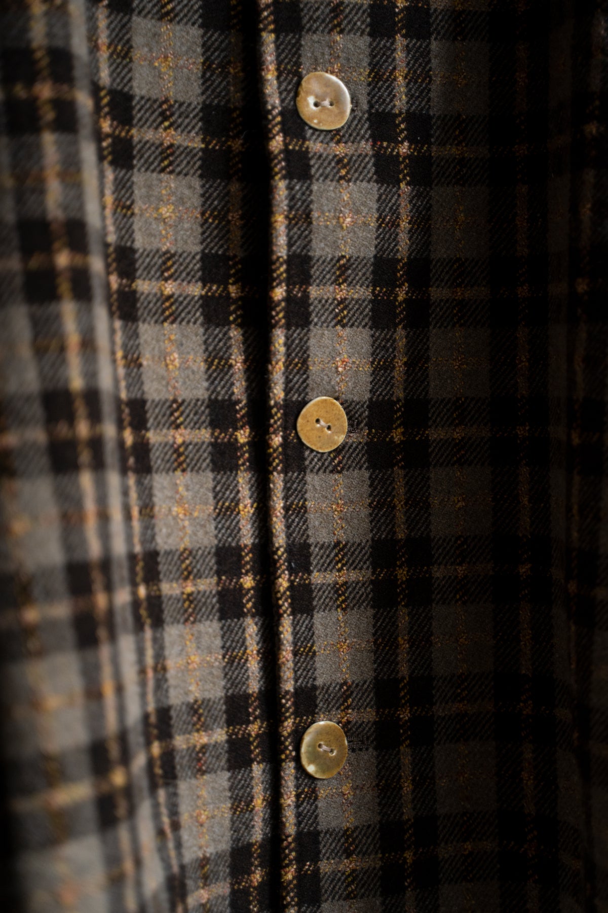 【ラスト1点】Short Mac Coat - Wool Linen Silk Cashmere Check -(BROWN CITRUS)
